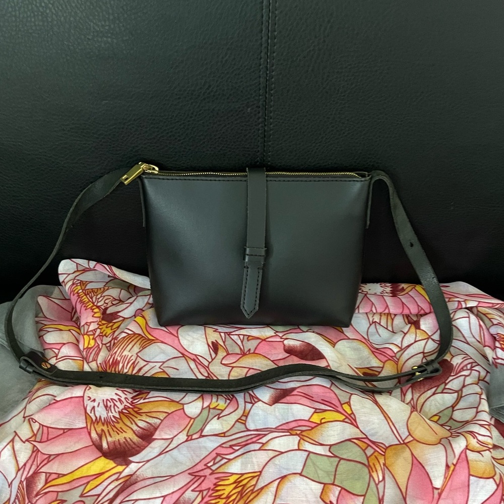 J. Crew Black Crossbody Bag with Gold Accents